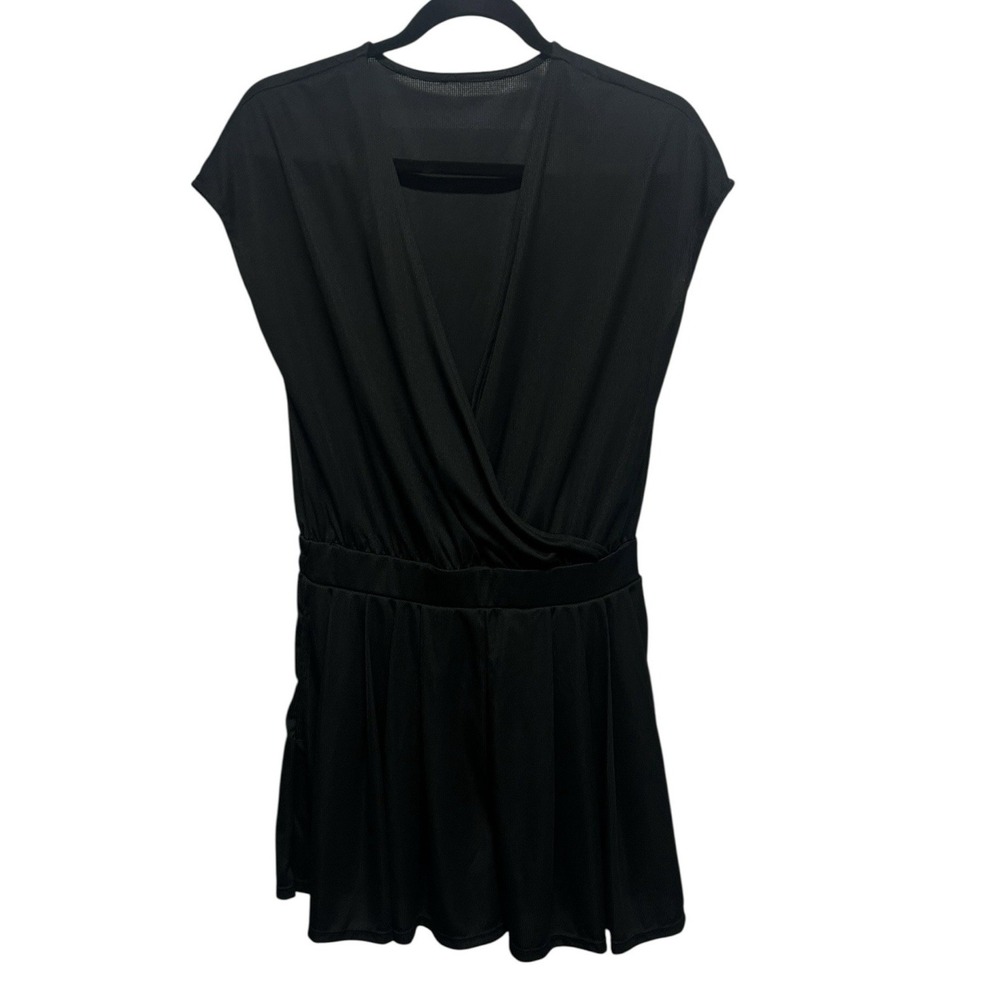 Halara V Neck Short Sleeve Pocket Waffle Casual Romper Black Medium NEW‎ - Picture 3 of 13